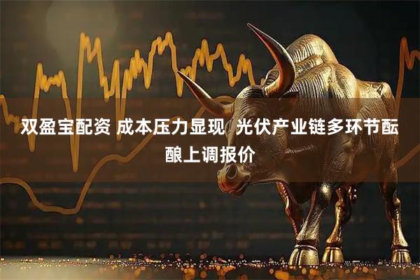 双盈宝配资 成本压力显现  光伏产业链多环节酝酿上调报价